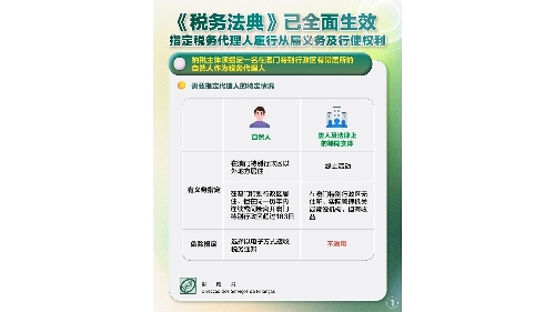 《税务法典》已全面生效 指定税务代理人履行从属义务及行使权利