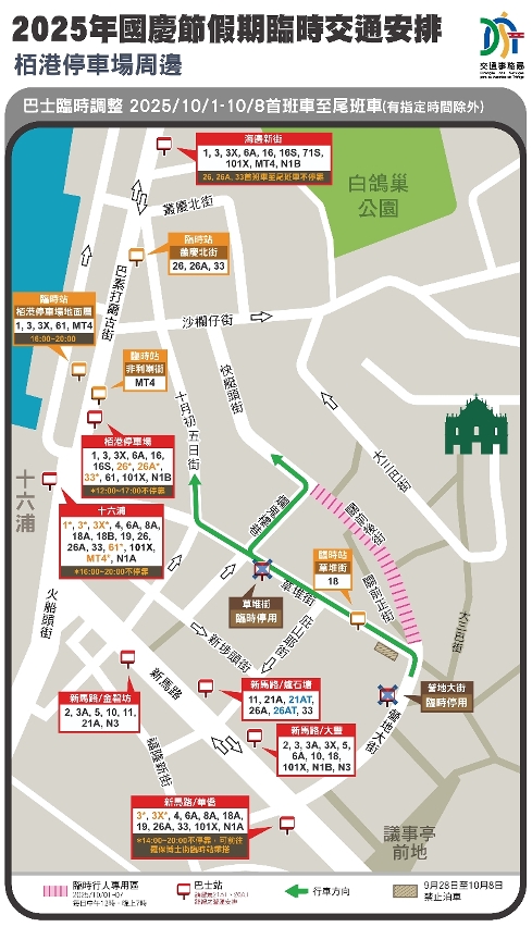 2025年國慶長假期栢港停車場周邊臨時交通措施