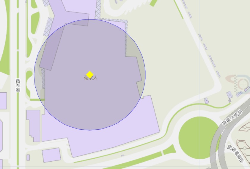 葡京人附近風險區域100米半徑範圍