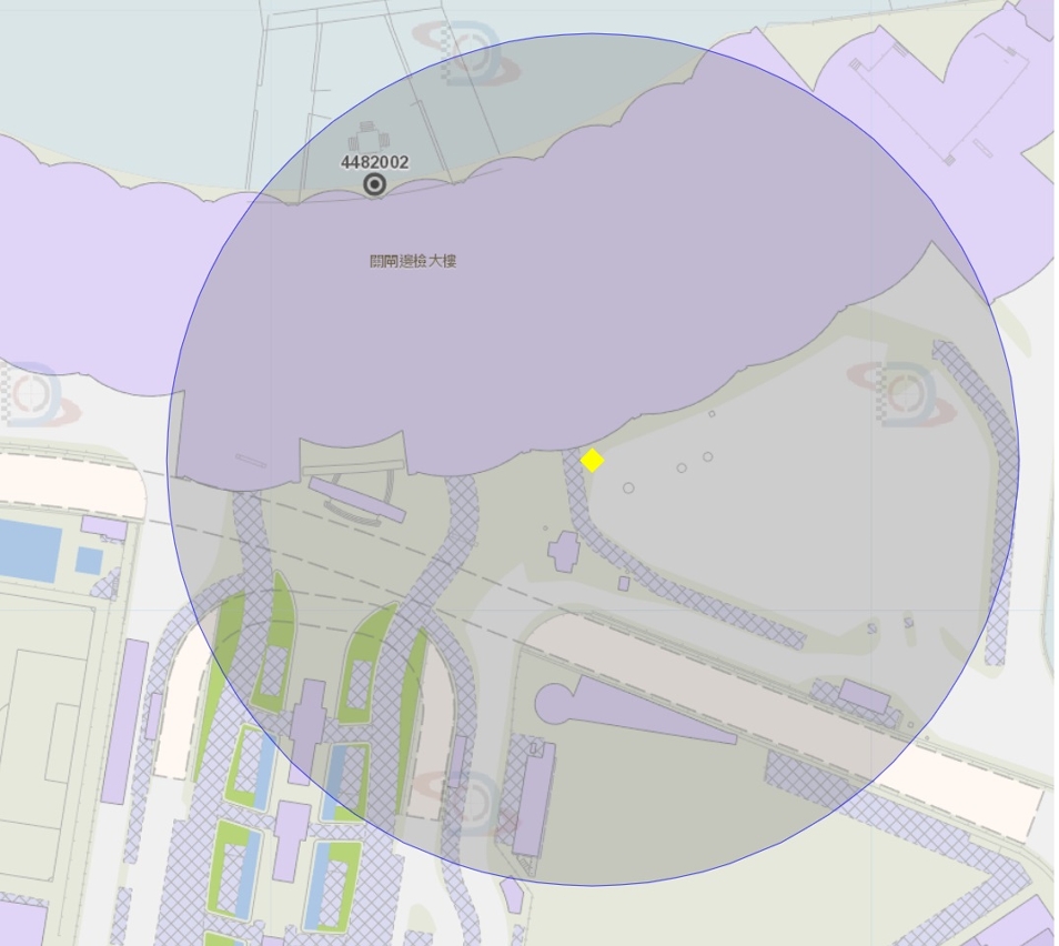 关闸东侧客运站附近风险区域100米半径范围