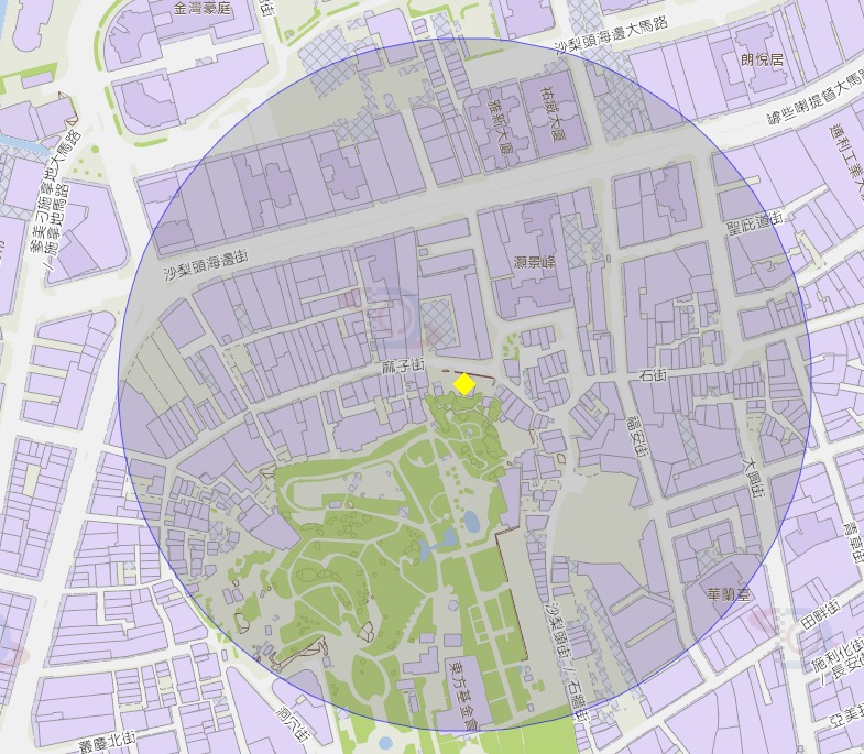 白鸽巢公园附近风险区域200米半径范围