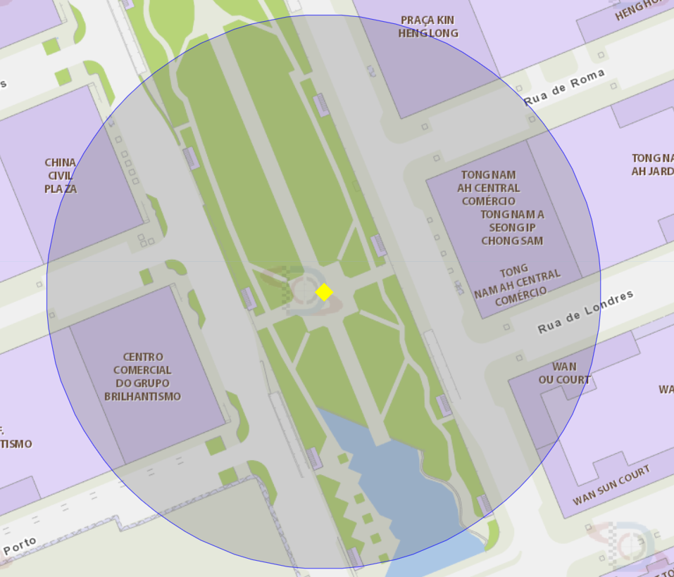 A área de risco com um raio de 100 metros, delimita o Parque Dr. Carlos D’Assumpção