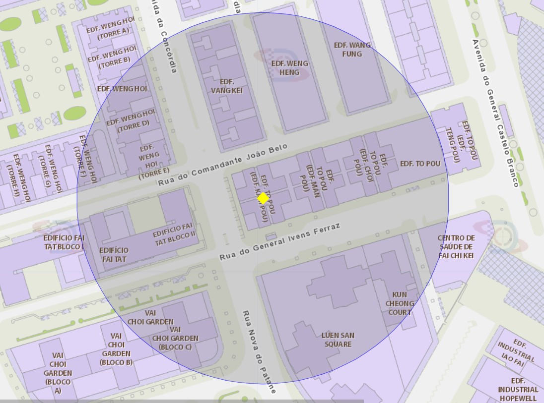 2. área de risco, com um raio de 100 metros perto da rua do comandante joão belo, n.º 111, edifício to pou (edf. kam pou)