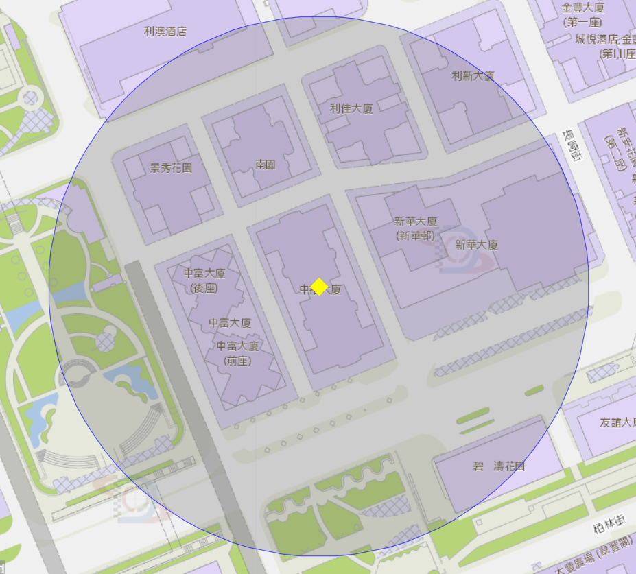 8. 友誼大馬路中裕大廈附近風險區域100米半徑範圍