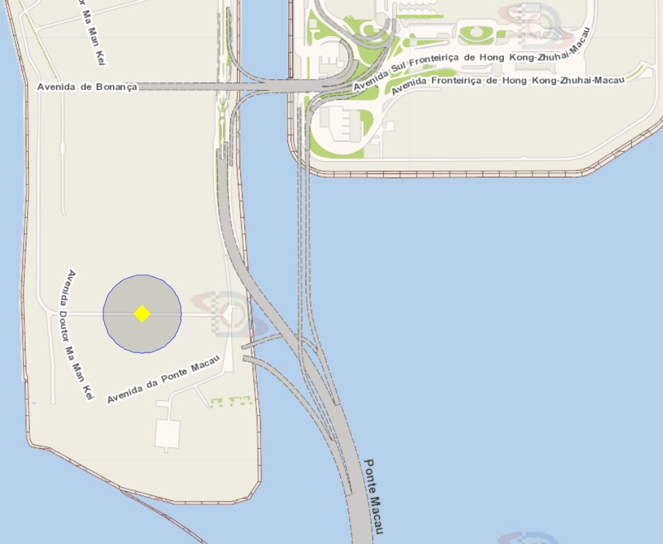 6. A área de um raio de 100 metros ao redor da zona a do segmento sul da linha leste do metro ligeiro de macau, está delimitada como zona de risco