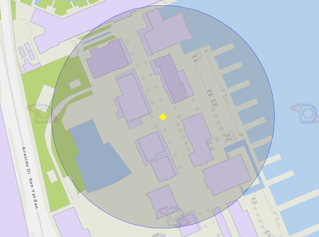 Zona de risco com raio de 100 metros nas proximidades da Doca dos Pescadores