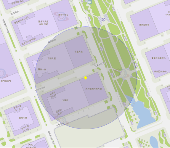 皇朝科英布拉街484号附近风险区域100米半径范围