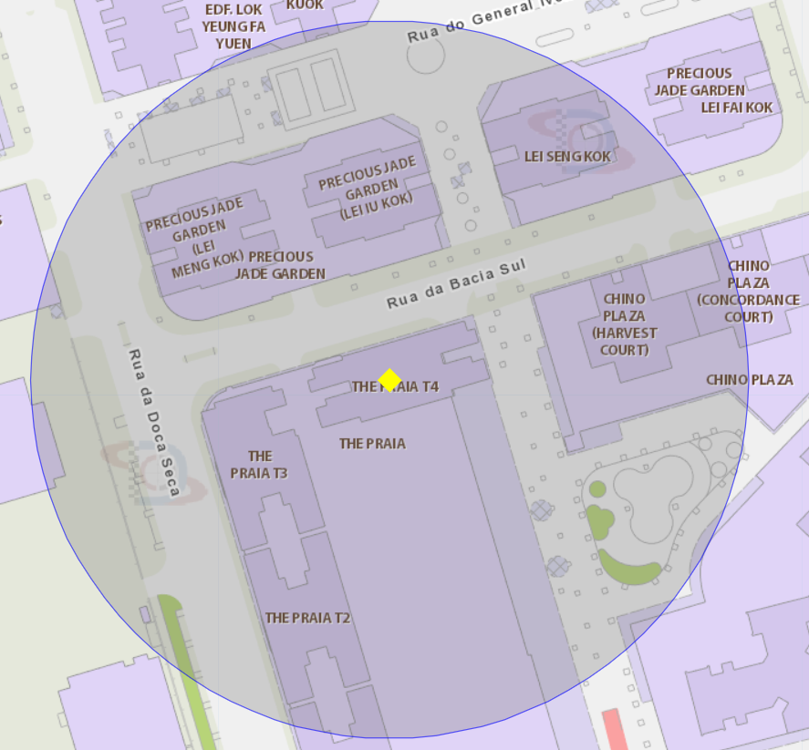 zona de risco com raio de 100 metros nas proximidades do Bloco IV do Edifício The Praia, na Rua da Bacia Sul