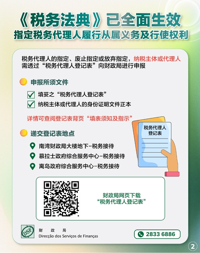 《税务法典》已全面生效 指定税务代理人履行从属义务及行使权利