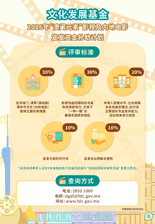 “澳门元素”影视及内地电影宣发资金补助计划 (6)