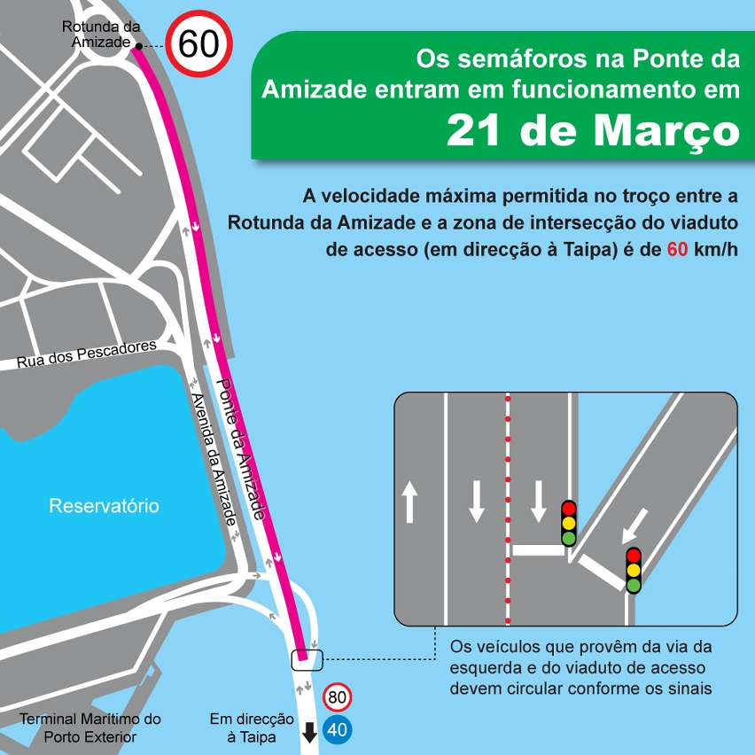 Quadro de medidas de optimização do trânsito na zona de intersecção do viaduto de acesso à Ponte da Amizade