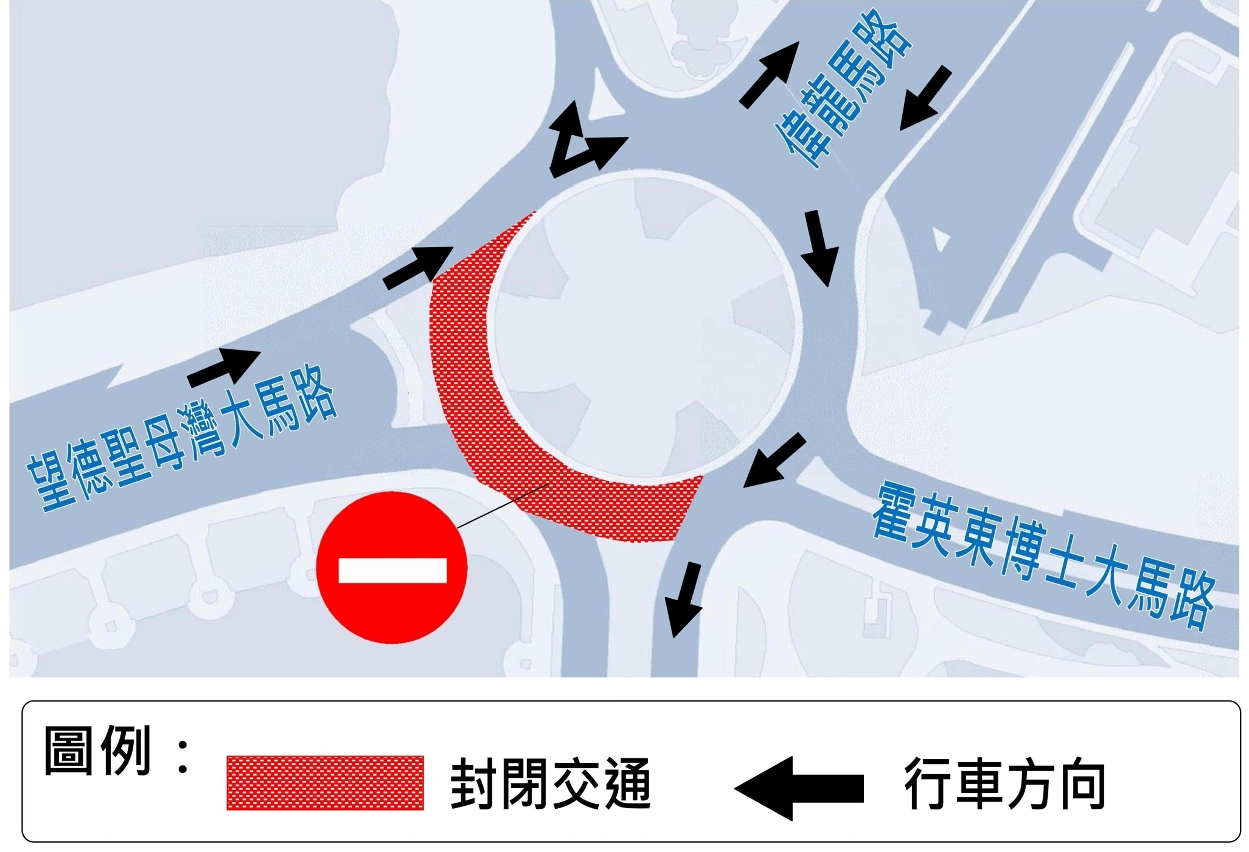 路氹連貫公路圓形地臨時交通安排示意圖