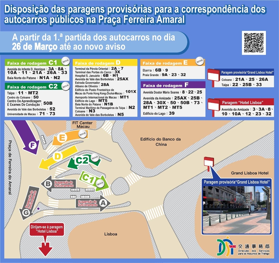 disposição provisória para paragens de correspondência da praça de ferreira do amaral a partir de 26 de março