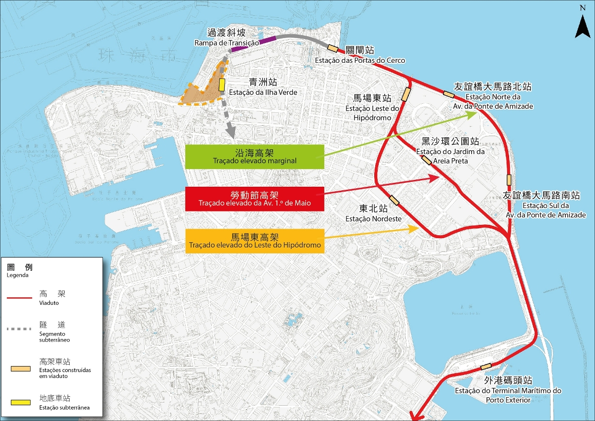 As três propostas para o Segmento Norte da Linha da Península de Macau