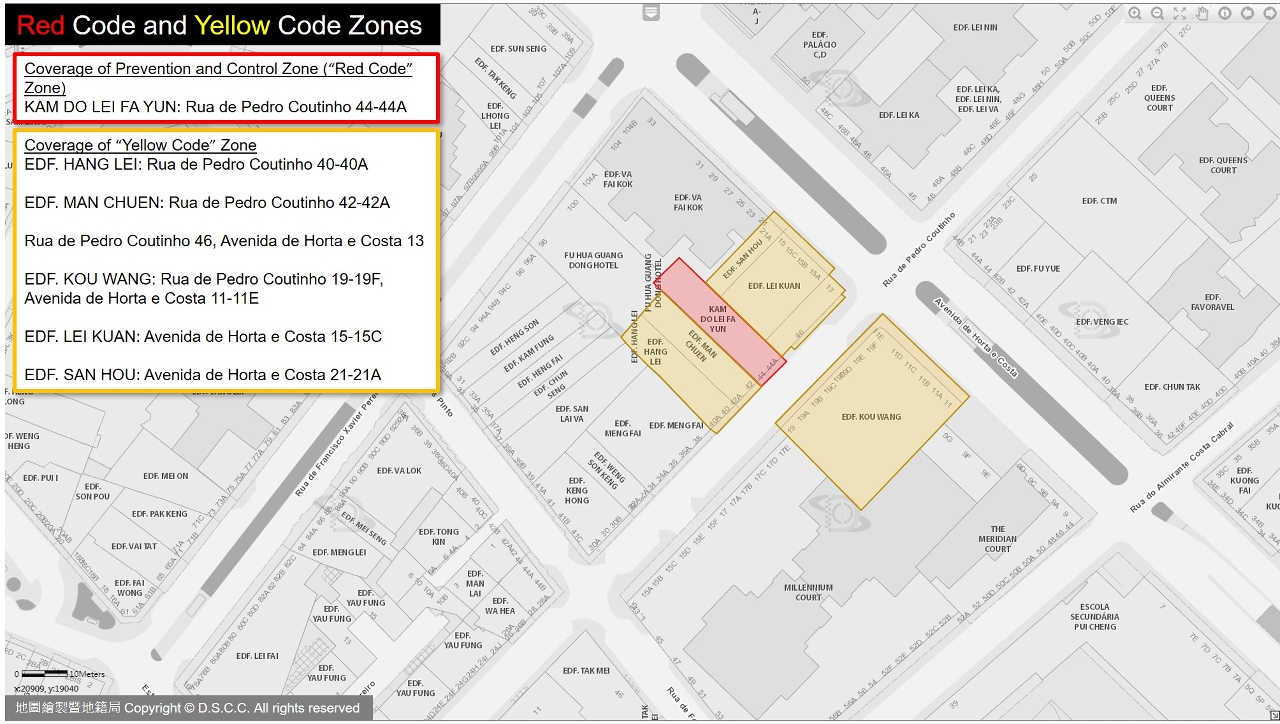 Red and yellow code zones
