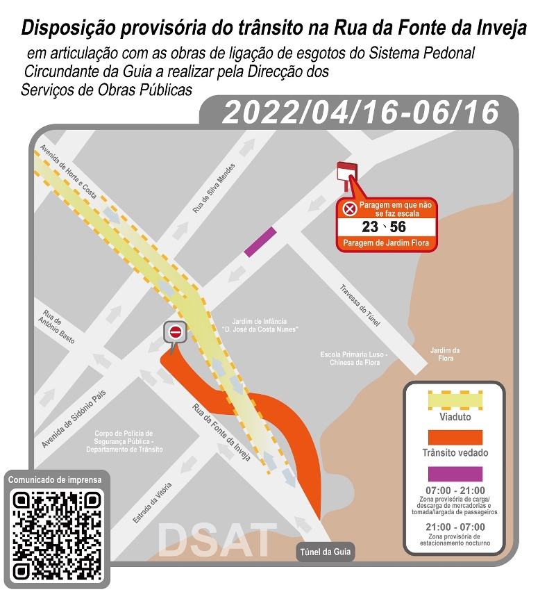 disposição provisória do trânsito na rua da fonte da inveja