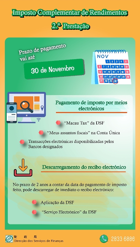O prazo de pagamento da 2.ª prestação do Imposto Complementar de Rendimentos vai até fins de Novembro_1