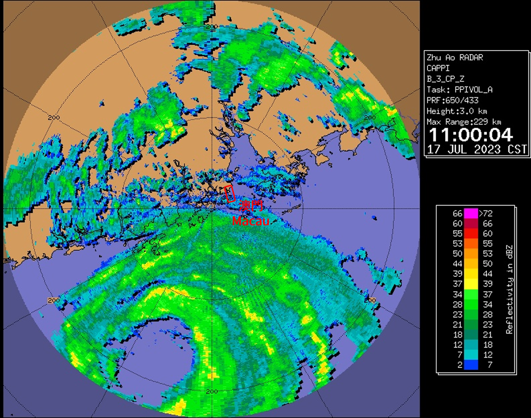 Figura 2: Imagem de radar meteorológico de 17 de Julho