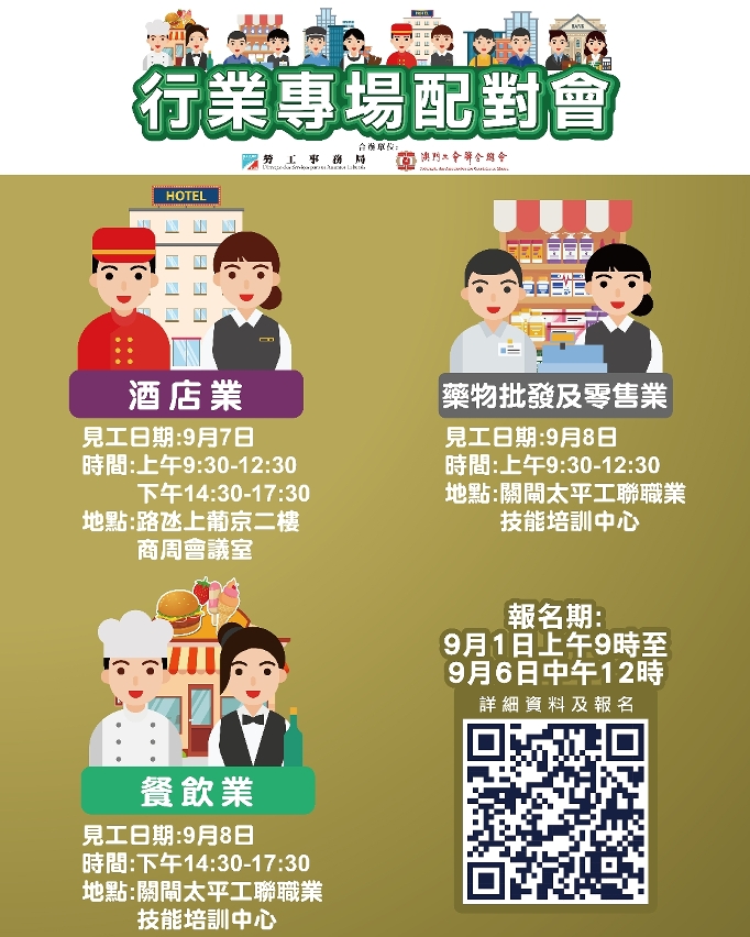 勞工局9月第二周舉辦3場配對會