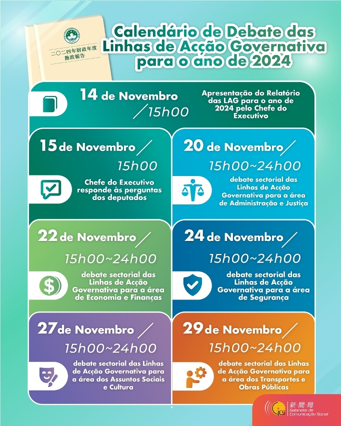 Calendário de Debate das Linhas de Acção Governativa para o ano de 2024