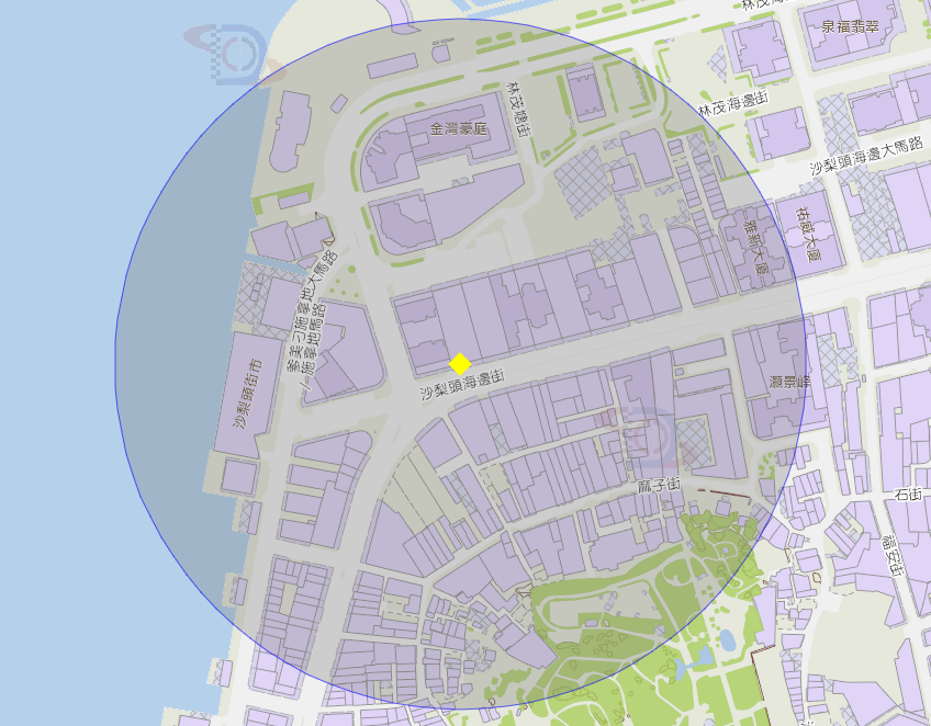 沙梨头海边街115号附近风险区域200米半径范围