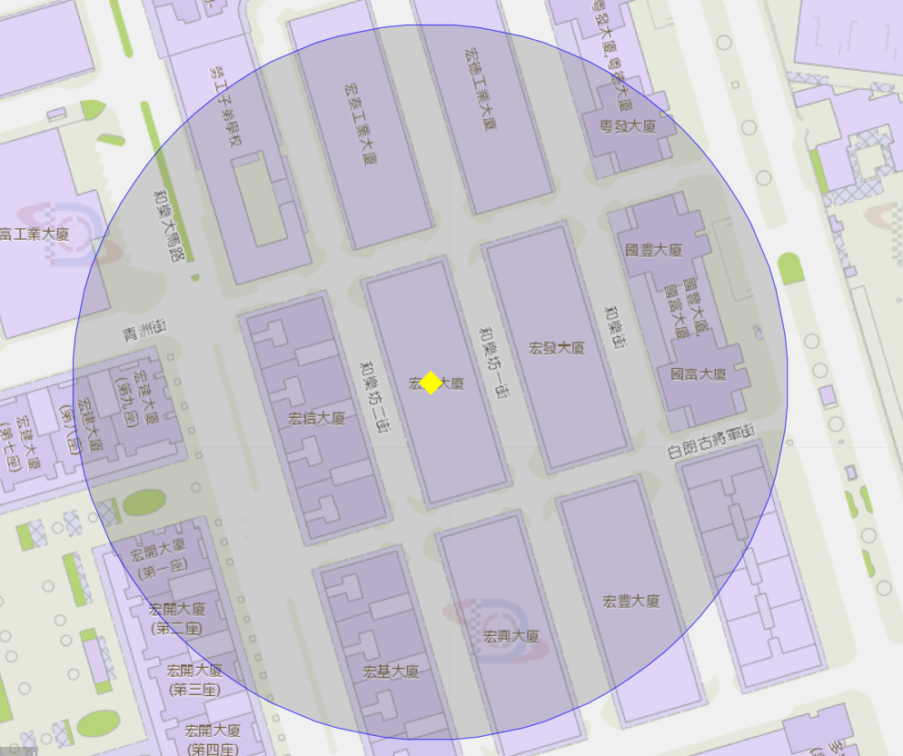 和乐坊二街28至56号宏昌大厦附近风险区域100米半径范围