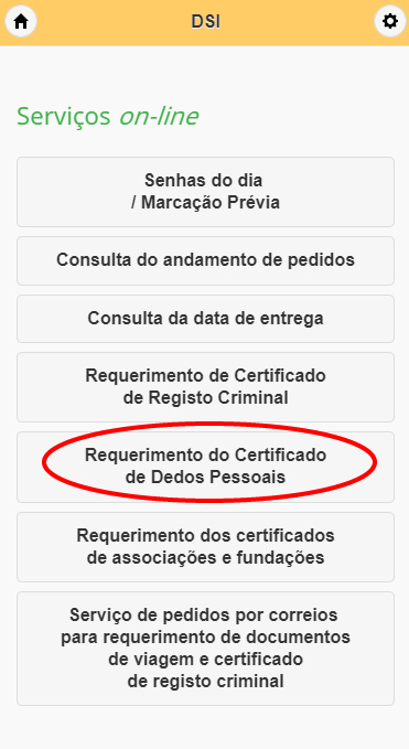 Lançamento do serviço on-line para requerimento do certificado de dados pessoais (website no telemóvel)