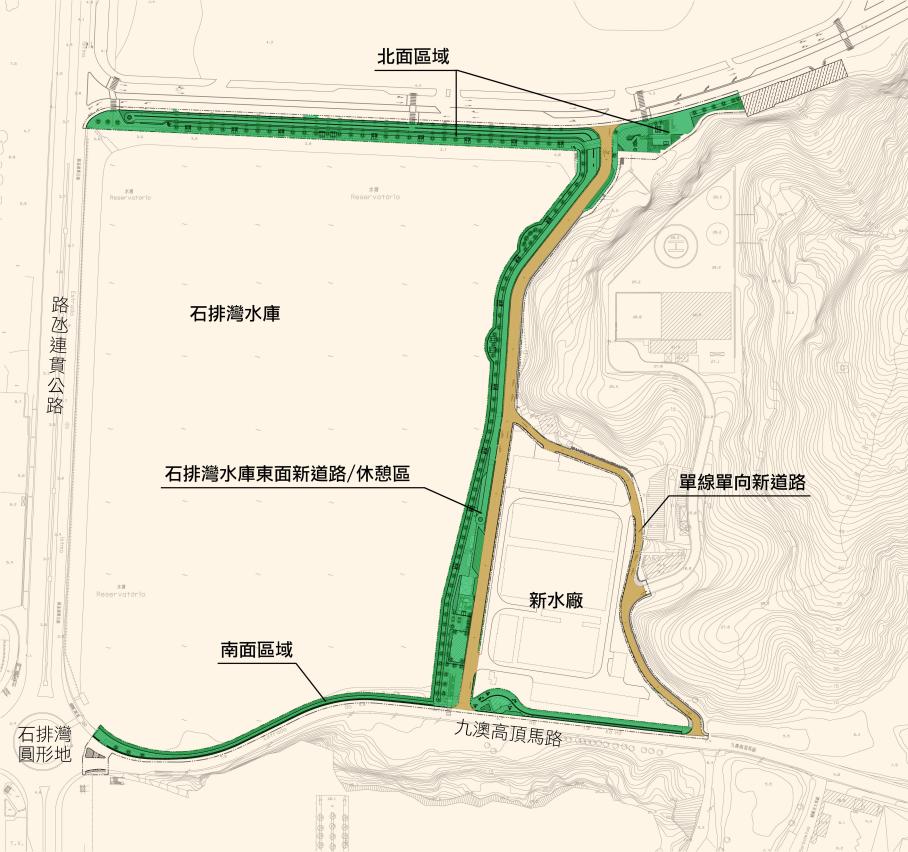 石排灣水庫新道路及休憩區建造範圍示意圖