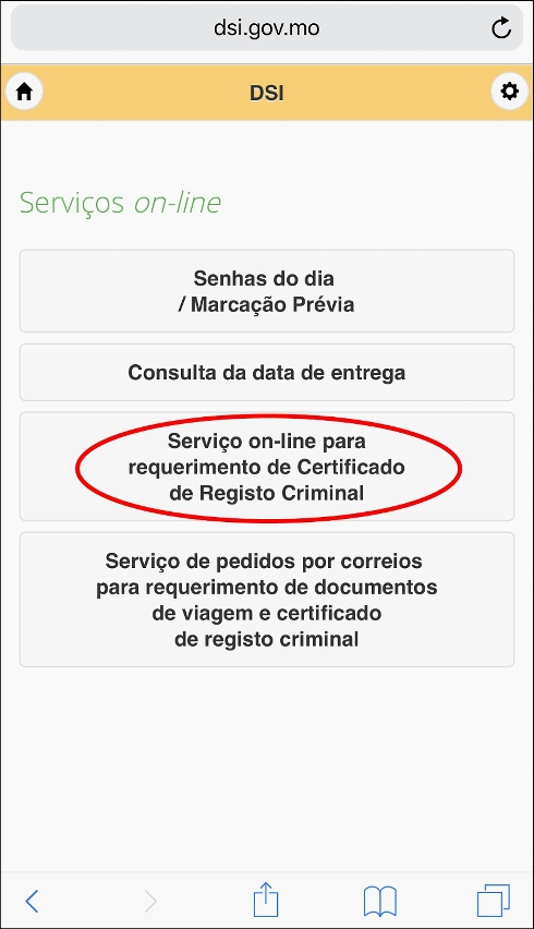 Lançamento do serviço on-line para requerimento do certificado de registo criminal (website para uso em telemóvel)