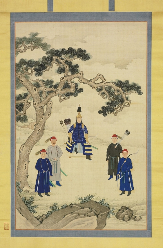 清聖祖戎裝像軸 清人畫 設色絹本