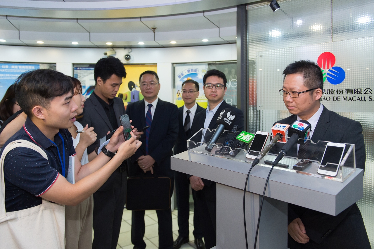 Assistant Commissioner of the Commission Against Corruption (CCAC), Mr Lam Chi Long, speaks to reporters.