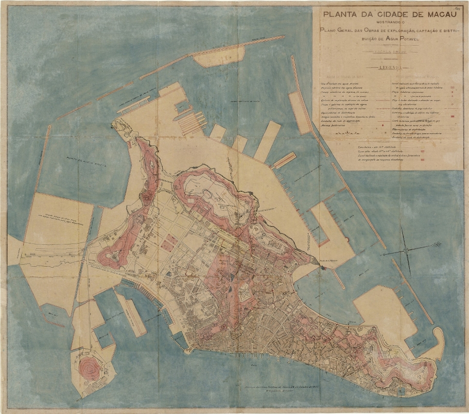 One of the exhibits of “Macao Illustrated – Exhibition of City Plans and Architectural Drawings from the Macao Archives’ Collection”: A plan from 1921 to 1923 which illustrates the water supply in different areas of the Macao Peninsula.