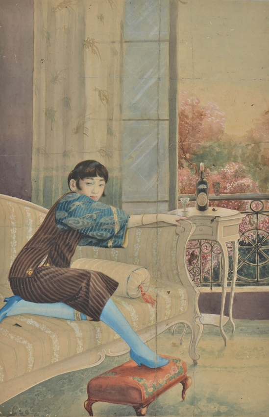 Lazer/Guan Huinong (1878 - 1956)/Aguarela e técnica de pó e água/Início do século XX