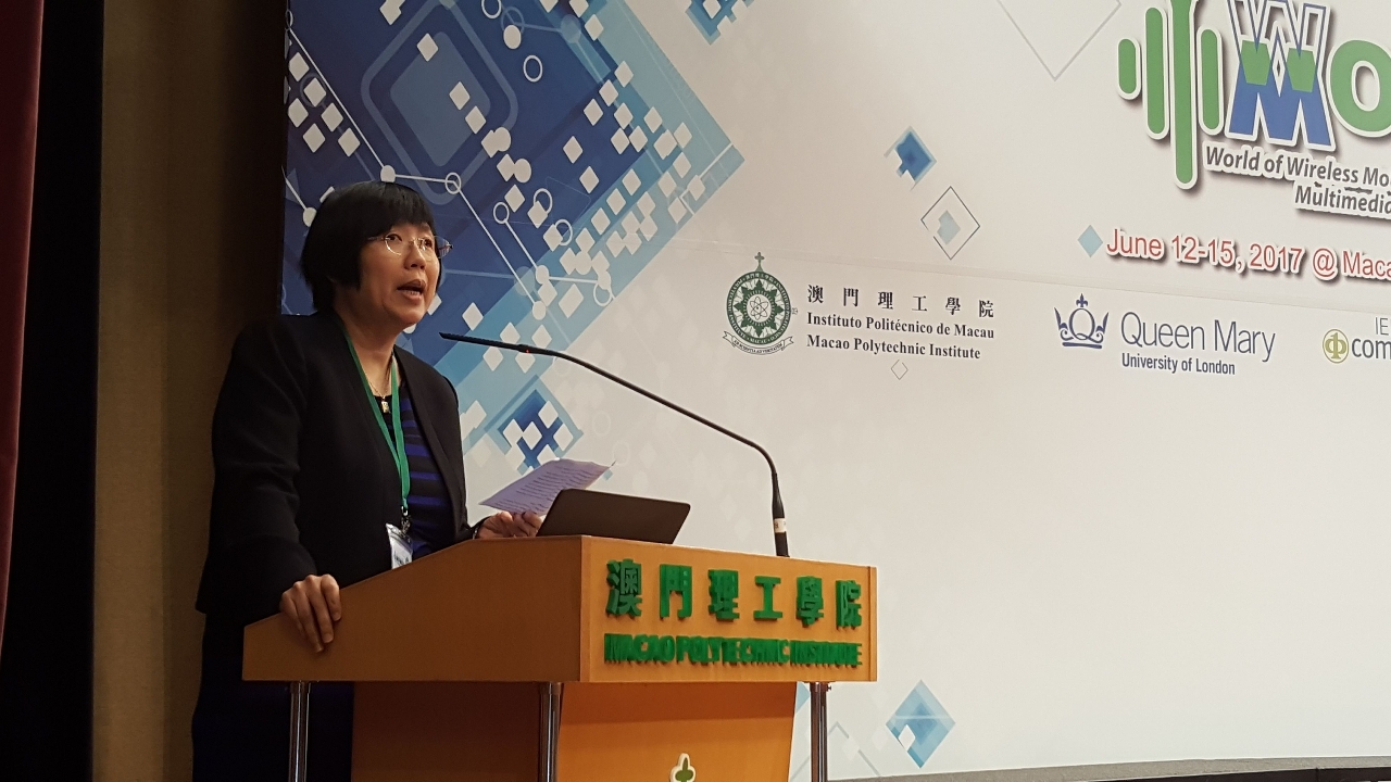 Dr Rita Tse, representative of Professor Marcus Im (General Co-Chair of WoWMoM 2017 and Vice President of Macao Polytechnic Institute), expressed her gratitude to all the organisers for their great  support of the symposium