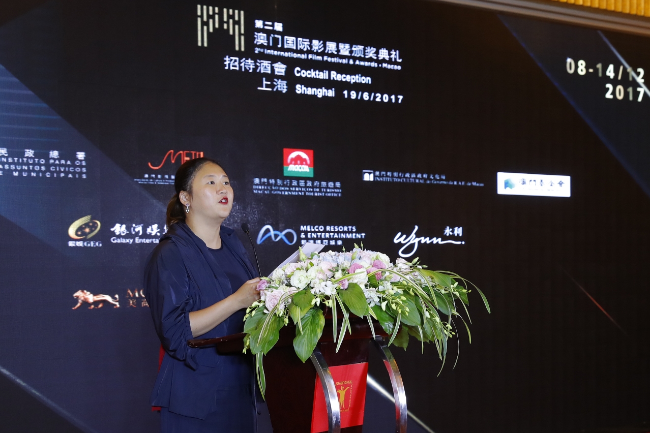 Lorna Tee, Head of Festival Management, introducing IFFAM in the cocktail reception