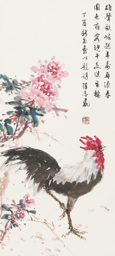 Chan Chi Vai - Peonies and a Rooster
