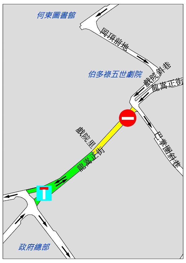 龍嵩正街臨時交通改道示意圖