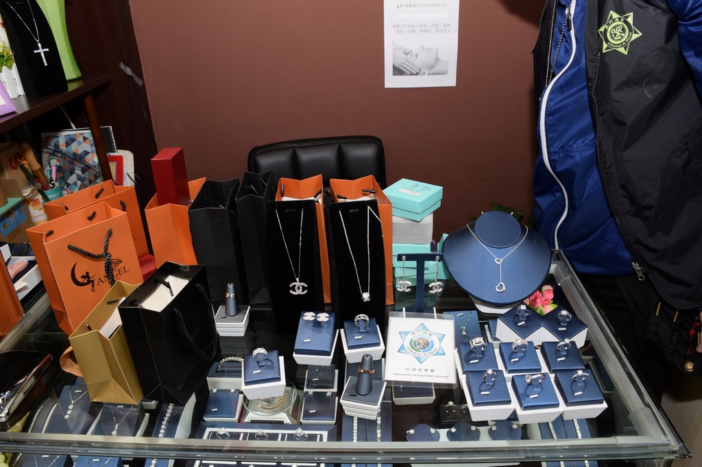 關員在涉案實體店進行搜查