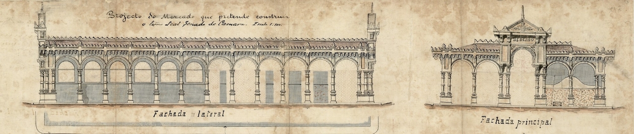 Planta desenhada por J.M. Cassuso para um mercado municipal em 1904