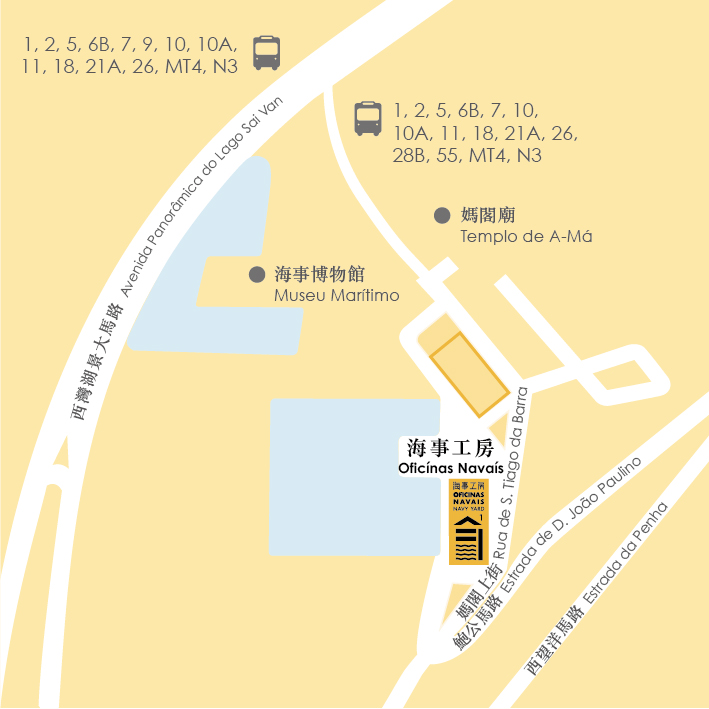 Mapa de localização das Oficinas Navais N.º 1