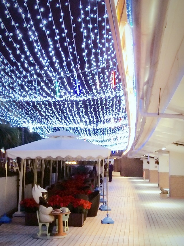 The new awning lighting is introduced to enhance the leisure and beautify the lakeside environment