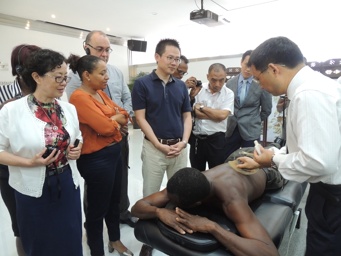 Experimentação da massagem chinesa de participantes do Colóquio de Cooperação no domínio da Medicina Tradicional dos Países de Língua Portuguesa
