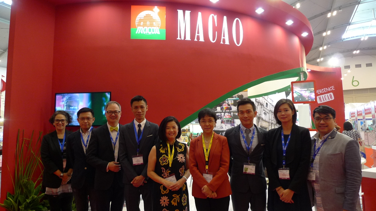 Senna Fernandes with travel trade and MGTO staff at the Macao booth at PATA Travel Mart 2016