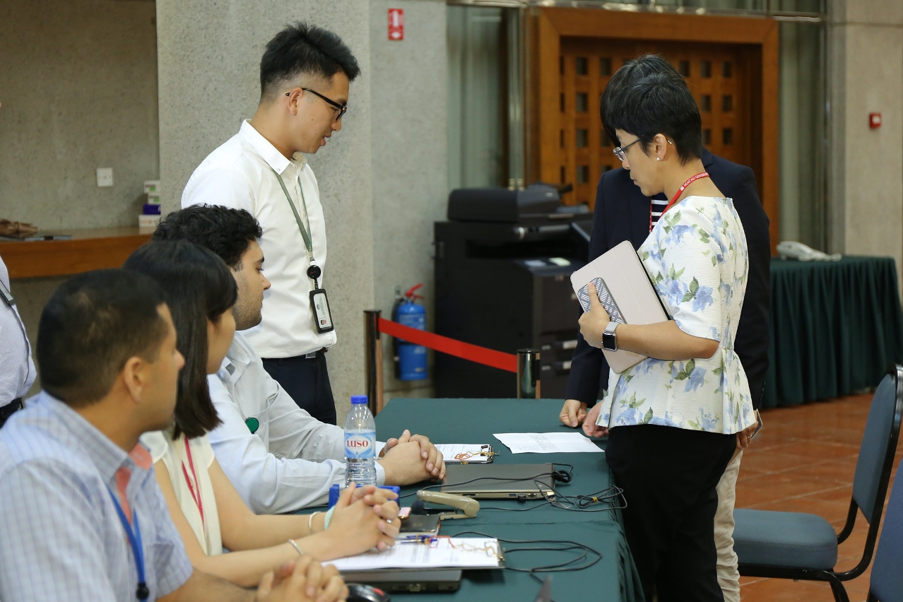 MGTO Director Senna Fernandes arrives at the Tourism Activities Centre to obtain an update on the situation