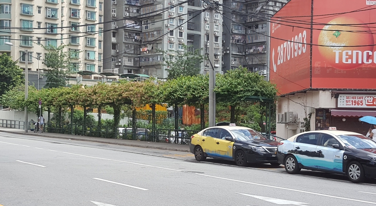 Localização da “paragem provisória de autocarros do Estádio de Macau” instalada na Rua da Ponte Negra