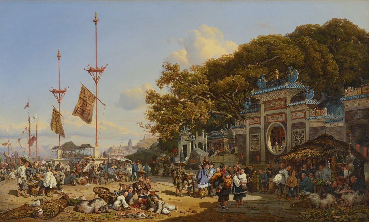 An oil painting “A-Ma Temple, Macao (1840)” acquired by the King of France, Louis Philippe I.