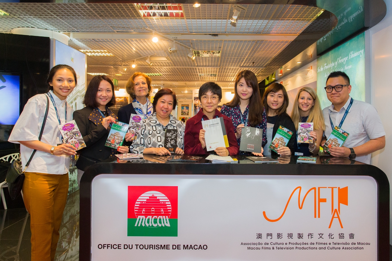 Director Senna Fernandes and delegates at the booth in Cannes Film Festival