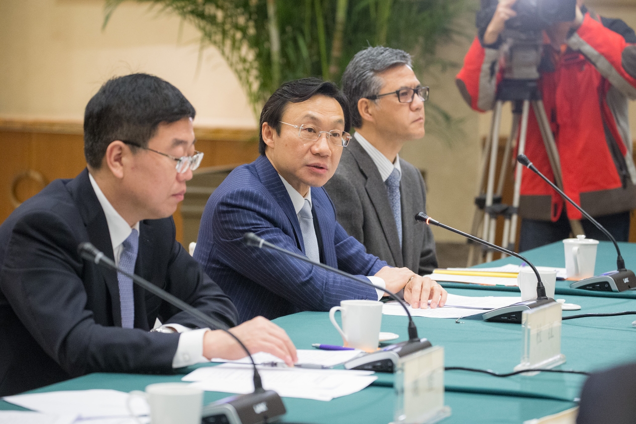 Secretary for Social Affairs and Culture Alexis Tam gives an opening speech