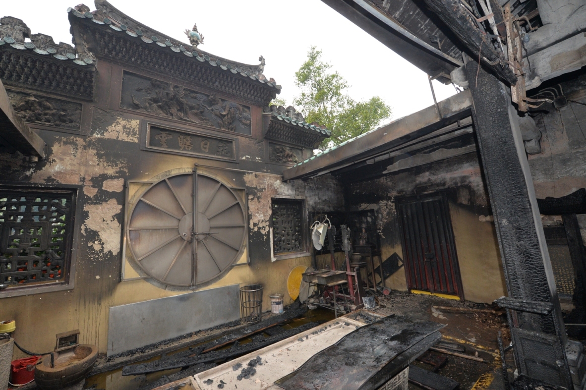 Aftermath of Wednesday’s blaze at A-Ma Temple.