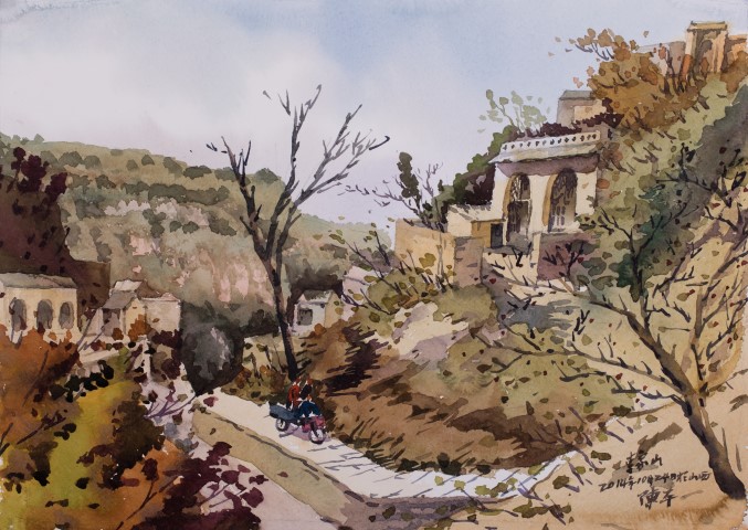 Exposição de Pinturas de Aguarela dos Quatro Lugares dos Dois Lados